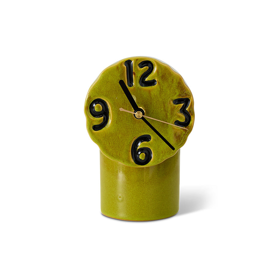 HKLIVING RETRO CERAMIC CLOCK : OLIVE